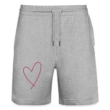 Cœur - Short de jogging bio TRAINER Stanley/Stella unisexe - gris chiné - Devant - Nik (191cm) & Marisol (170cm)
