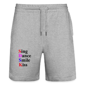 Chantez et dansez - Short de jogging bio TRAINER Stanley/Stella unisexe - gris chiné - Devant - Nik (191cm) & Marisol (170cm)