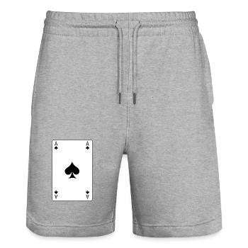 Carte à jouer As de pique - Short de jogging bio TRAINER Stanley/Stella unisexe - gris chiné - Devant - Nik (191cm) & Marisol (170cm)