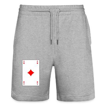 Carte à jouer As de Carreau - Short de jogging bio TRAINER Stanley/Stella unisexe - gris chiné - Devant - Nik (191cm) & Marisol (170cm)