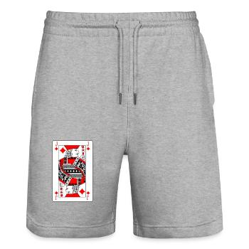 Playing card diamond farmer - Stanley/Stella Trainer Unisex Organic Jogging Shorts - heather grey - Front - Nik (191cm) & Marisol (170cm)