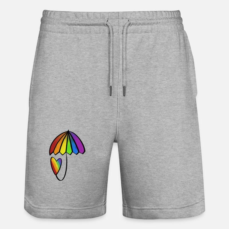 Regenbogen Herz mit Schirm - Stanley/Stella Unisex Bio Joggingshorts Trainer  - Grau meliert