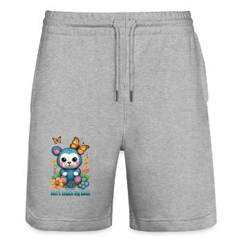 Teddy aus Wolle - Stanley/Stella Unisex Bio Joggingshorts Trainer  - Grau meliert - Vorne - Nik (191cm) & Marisol (170cm)