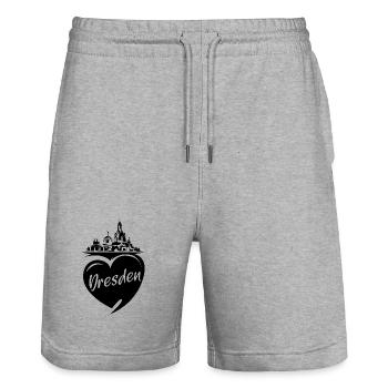 Dresden Herz Frauenkirche Liebe Stadt Osten Symbol - Stanley/Stella Unisex Bio Joggingshorts Trainer  - Grau meliert - Vorne - Nik (191cm) & Marisol (170cm)