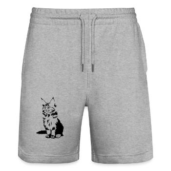 Maine Coon Katze - Stanley/Stella Unisex Bio Joggingshorts Trainer  - Grau meliert - Vorne - Nik (191cm) & Marisol (170cm)