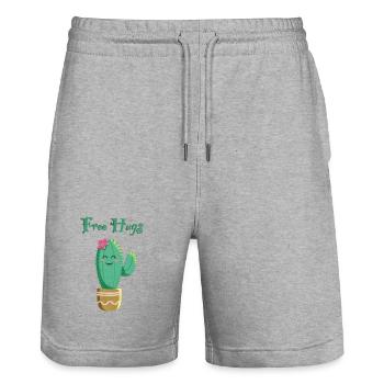 Cute cactus loves hugs - Stanley/Stella Trainer Unisex Organic Jogging Shorts - heather grey - Front - Nik (191cm) & Marisol (170cm)
