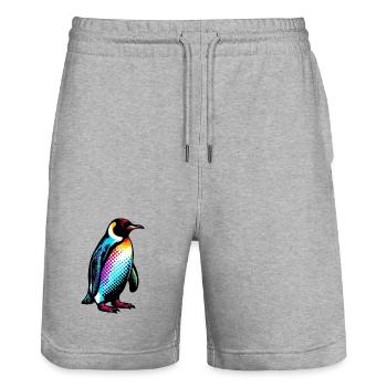 Pingouin - Short de jogging bio TRAINER Stanley/Stella unisexe - gris chiné - Devant - Nik (191cm) & Marisol (170cm)