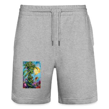 Pflanzengeist im Sonnenkleid - Stanley/Stella Unisex Bio Joggingshorts Trainer  - Grau meliert - Vorne - Nik (191cm) & Marisol (170cm)