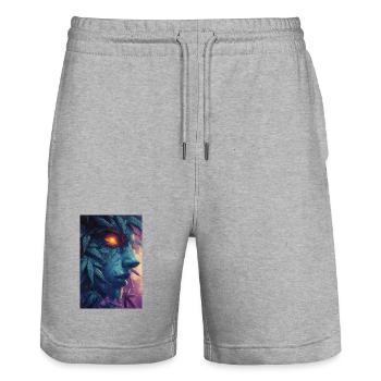 Blattgesicht mit Feuerauge - Stanley/Stella Unisex Bio Joggingshorts Trainer  - Grau meliert - Vorne - Nik (191cm) & Marisol (170cm)