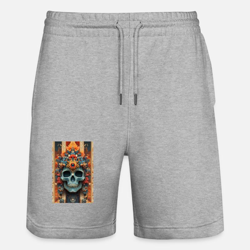 Blumenkrone-Schädel mit drittem Auge - Stanley/Stella Unisex Bio Joggingshorts Trainer  - Grau meliert