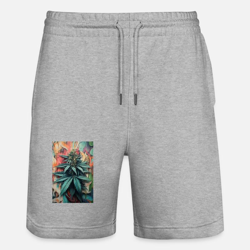 Art de feuilles de cannabis graffiti - Short de jogging bio TRAINER Stanley/Stella unisexe - gris chiné