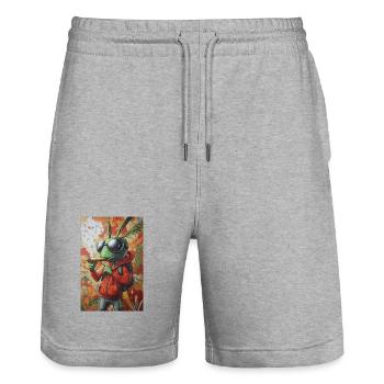 Graffiti-Bug im Hoodie - Stanley/Stella Unisex Bio Joggingshorts Trainer  - Grau meliert - Vorne - Nik (191cm) & Marisol (170cm)
