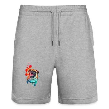 Carlin Anime Fou - Short de jogging bio TRAINER Stanley/Stella unisexe - gris chiné - Devant - Nik (191cm) & Marisol (170cm)