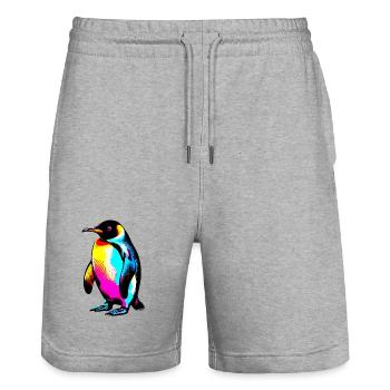Penguin - Stanley/Stella Trainer Unisex Organic Jogging Shorts - heather grey - Front - Nik (191cm) & Marisol (170cm)