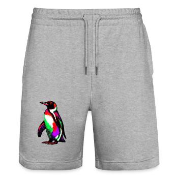 Pingouin - Short de jogging bio TRAINER Stanley/Stella unisexe - gris chiné - Devant - Nik (191cm) & Marisol (170cm)