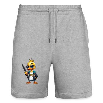 SSW33 Couteau Duck avec veste à capuche - Short de jogging bio TRAINER Stanley/Stella unisexe - gris chiné - Devant - Nik (191cm) & Marisol (170cm)
