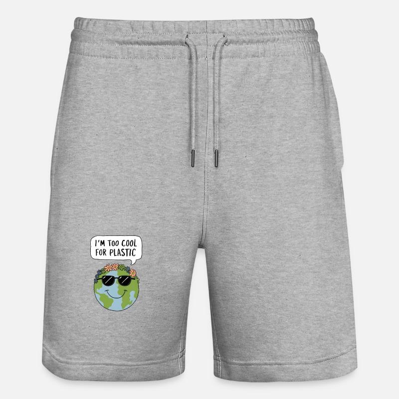 Too Cool for Plastic - Stanley/Stella Trainer Unisex Organic Jogging Shorts - heather grey