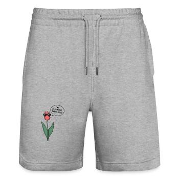 Floraison fabuleuse - Short de jogging bio TRAINER Stanley/Stella unisexe - gris chiné - Devant - Nik (191cm) & Marisol (170cm)