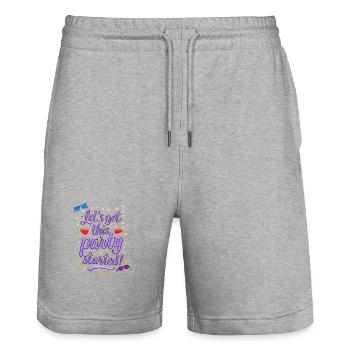 Lets get this party started - Stanley/Stella Trainer Unisex Organic Jogging Shorts - heather grey - Front - Nik (191cm) & Marisol (170cm)