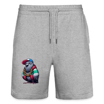 pigeon hiphop - Short de jogging bio TRAINER Stanley/Stella unisexe - gris chiné - Devant - Nik (191cm) & Marisol (170cm)