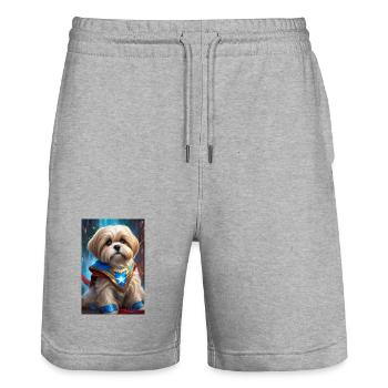 Héros Chiot Starcrest Cape - Short de jogging bio TRAINER Stanley/Stella unisexe - gris chiné - Devant - Nik (191cm) & Marisol (170cm)
