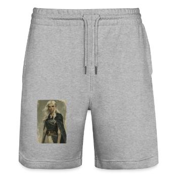 Poster Illustration Elfenfrau - Stanley/Stella Unisex Bio Joggingshorts Trainer  - Grau meliert - Vorne - Nik (191cm) & Marisol (170cm)