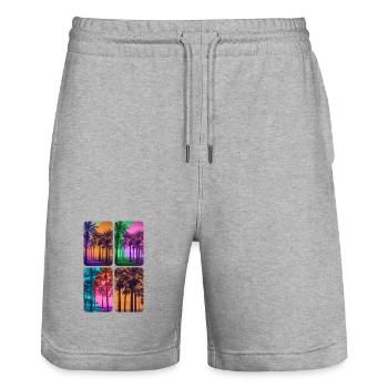 Beach Plamiers Sonnenuntergang Farben - Stanley/Stella Unisex Bio Joggingshorts Trainer  - Grau meliert - Vorne - Nik (191cm) & Marisol (170cm)
