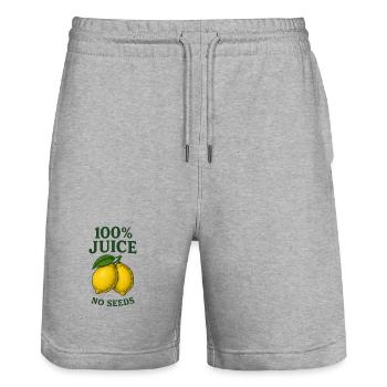 100 % Jus SANS GRAINES - Short de jogging bio TRAINER Stanley/Stella unisexe - gris chiné - Devant - Nik (191cm) & Marisol (170cm)