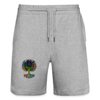 Baum des Universums - Stanley/Stella Unisex Bio Joggingshorts Trainer  - Grau meliert - Vorne - Nik (191cm) & Marisol (170cm)