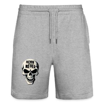 Tête de mort par Helfspawn - Short de jogging bio TRAINER Stanley/Stella unisexe - gris chiné - Devant - Nik (191cm) & Marisol (170cm)