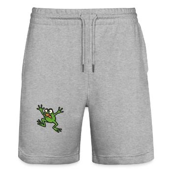Grenouille panique - Short de jogging bio TRAINER Stanley/Stella unisexe - gris chiné - Devant - Nik (191cm) & Marisol (170cm)