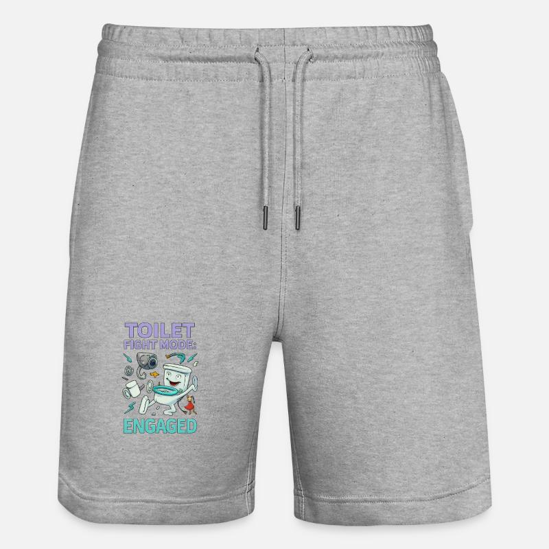 Toilettenkampf-Modus – Absurdes Hirnfäule-Design - Stanley/Stella Unisex Bio Joggingshorts Trainer  - Grau meliert