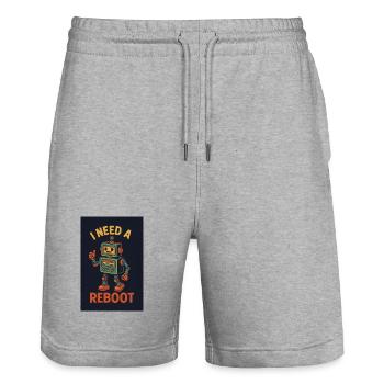 Reboot retro KI Roboter - Stanley/Stella Unisex Bio Joggingshorts Trainer  - Grau meliert - Vorne - Nik (191cm) & Marisol (170cm)