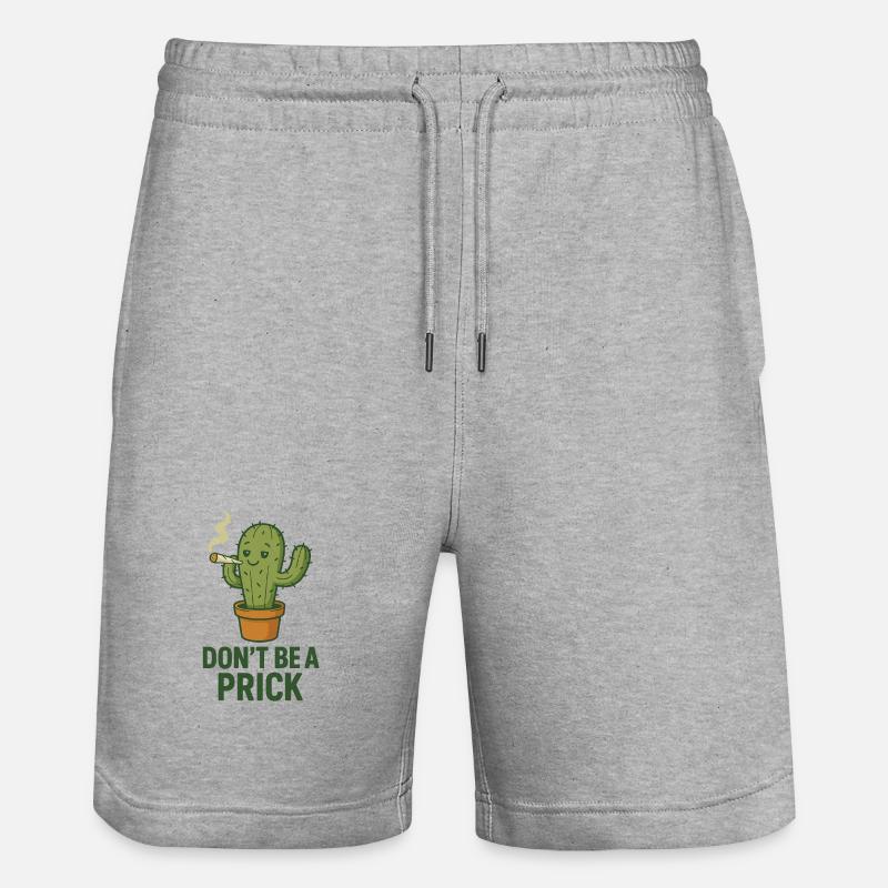 Kaktus mit Zigarre – Spruch - Stanley/Stella Unisex Bio Joggingshorts Trainer  - Grau meliert