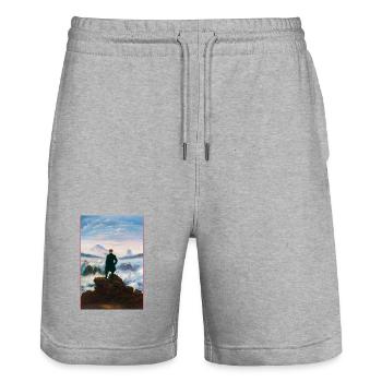Caspar David Friedrich Wanderer above the Sea of Fog - Stanley/Stella Trainer Unisex Organic Jogging Shorts - heather grey - Front - Nik (191cm) & Marisol (170cm)