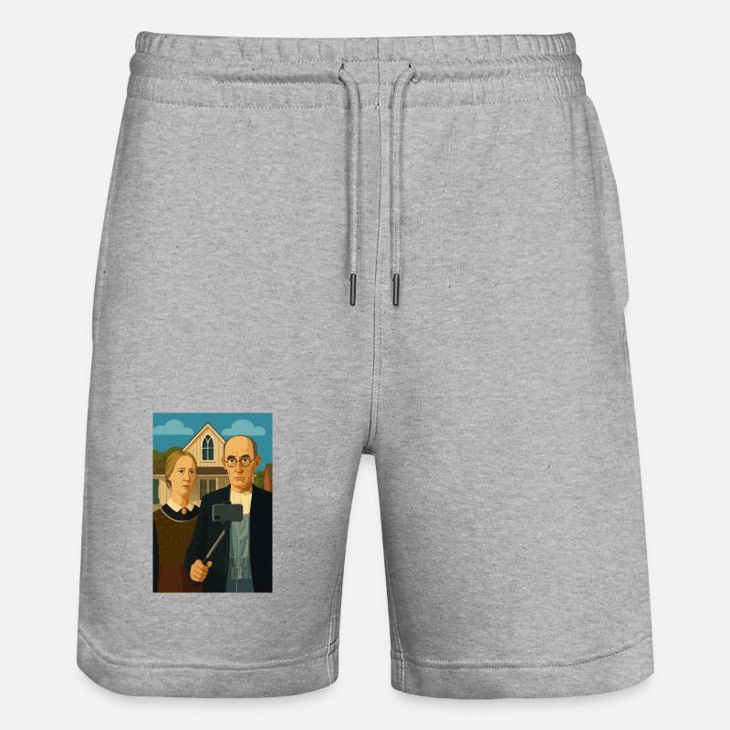 Les Américains (en mode selfie) - Short de jogging bio TRAINER Stanley/Stella unisexe - gris chiné