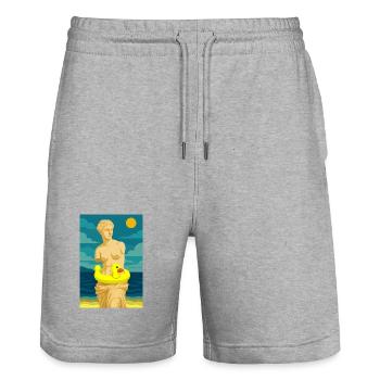 The Venus (at the beach) - Stanley/Stella Trainer Unisex Organic Jogging Shorts - heather grey - Front - Nik (191cm) & Marisol (170cm)