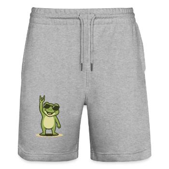 Rock’n’Ribbit - Short de jogging bio TRAINER Stanley/Stella unisexe - gris chiné - Devant - Nik (191cm) & Marisol (170cm)