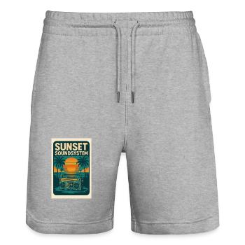 Sunset Soundsystem - Stanley/Stella Unisex Bio Joggingshorts Trainer  - Grau meliert - Vorne - Nik (191cm) & Marisol (170cm)