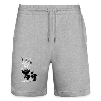 Drink Cocktail Glass Orange Black White Graphic - Stanley/Stella Trainer Unisex Organic Jogging Shorts - heather grey - Front - Nik (191cm) & Marisol (170cm)