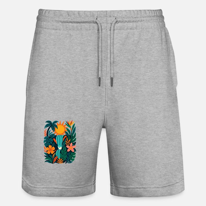 Lebendiger Dschungel - Stanley/Stella Unisex Bio Joggingshorts Trainer  - Grau meliert