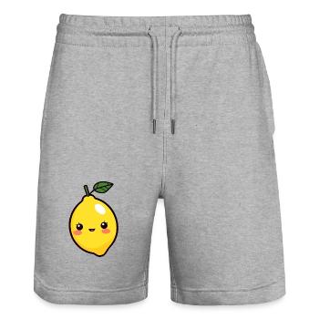 Lemon - Stanley/Stella Trainer Unisex Organic Jogging Shorts - heather grey - Front - Nik (191cm) & Marisol (170cm)
