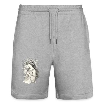 Book Books Reading Mrs. Art Nouveau Gift - Stanley/Stella Trainer Unisex Organic Jogging Shorts - heather grey - Front - Nik (191cm) & Marisol (170cm)