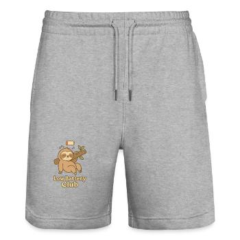 Low Battery Club Sloth - Stanley/Stella Unisex Bio Joggingshorts Trainer  - Grau meliert - Vorne - Nik (191cm) & Marisol (170cm)