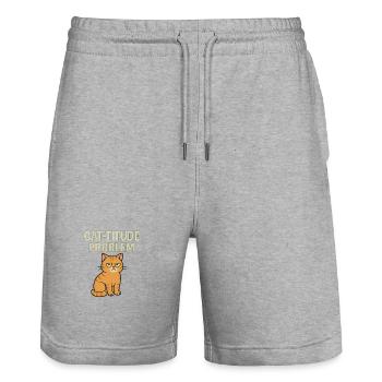 Sensations de chat prononcées - Short de jogging bio TRAINER Stanley/Stella unisexe - gris chiné - Devant - Nik (191cm) & Marisol (170cm)