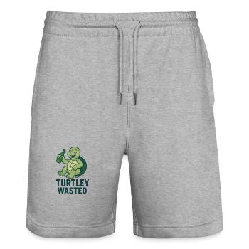 Verspielte Turtel-Schildkröte - Stanley/Stella Unisex Bio Joggingshorts Trainer  - Grau meliert - Vorne - Nik (191cm) & Marisol (170cm)