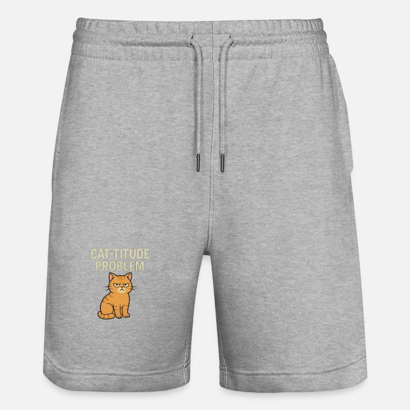Catitude Problem Mürrische Katze Meme - Stanley/Stella Unisex Bio Joggingshorts Trainer  - Grau meliert