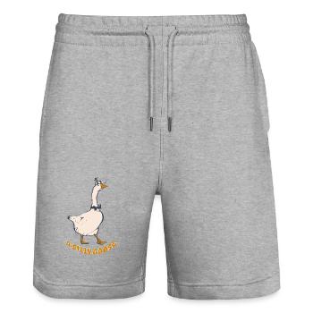 THE SILLY GOOSE - Stanley/Stella Trainer Unisex Organic Jogging Shorts - heather grey - Front - Nik (191cm) & Marisol (170cm)