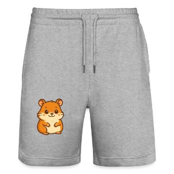 Hamster - Stanley/Stella Trainer Unisex Organic Jogging Shorts - heather grey - Front - Nik (191cm) & Marisol (170cm)