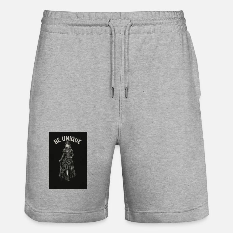 Steampunk Dame mit Leithuhn - Stanley/Stella Unisex Bio Joggingshorts Trainer  - Grau meliert